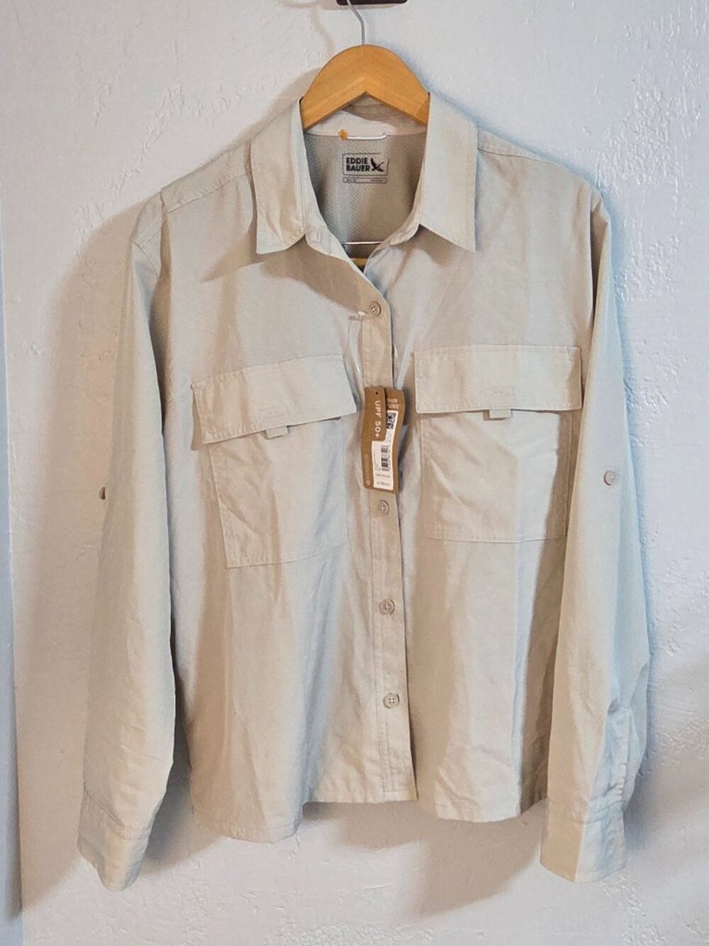 Eddie Bauer Guide 3.0 Hiking Shirt NWT Women's XL Pumice UPF 50+ $85 Retail